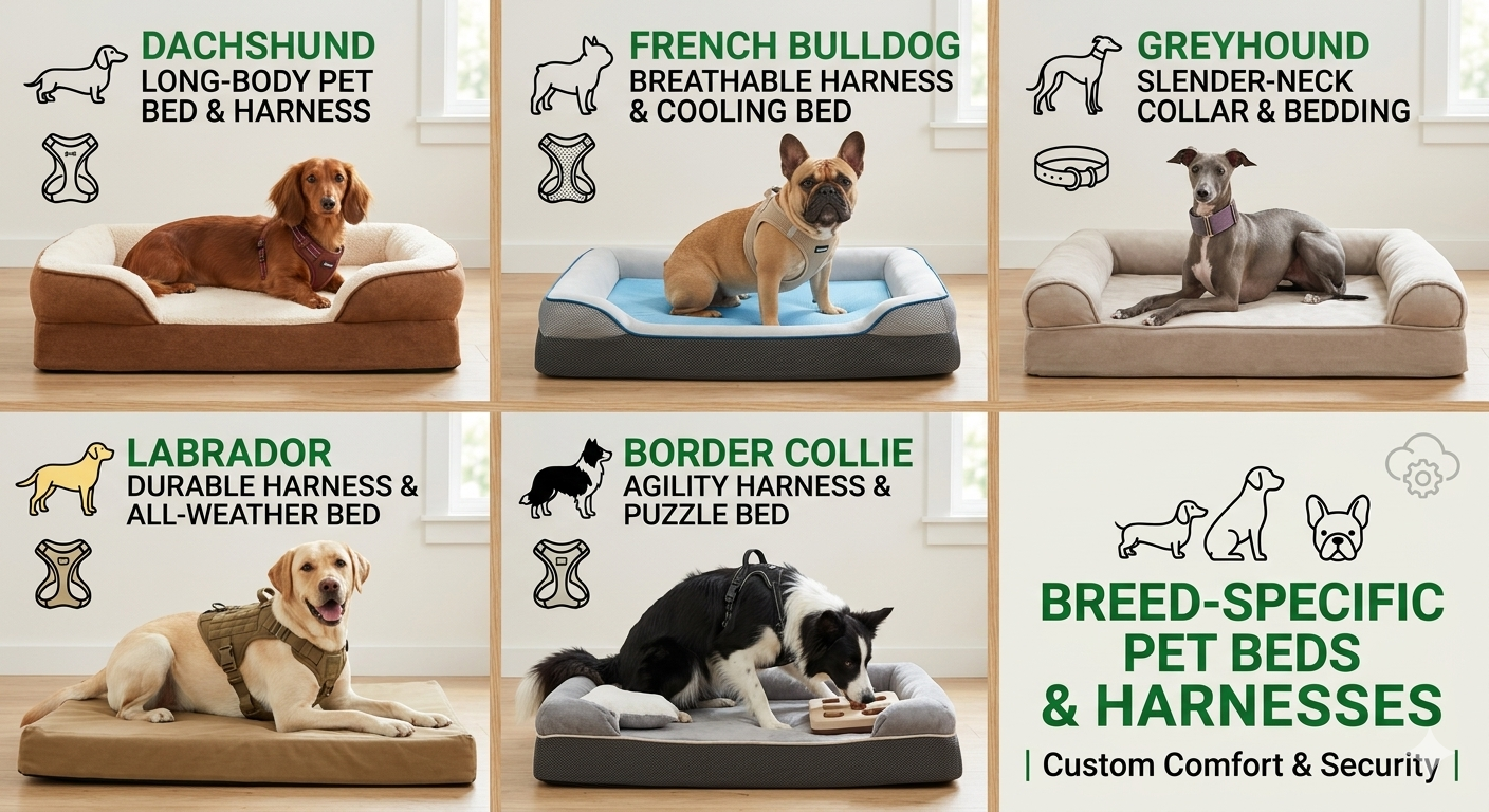 Breed-Specific Pet Beds & Harnesses