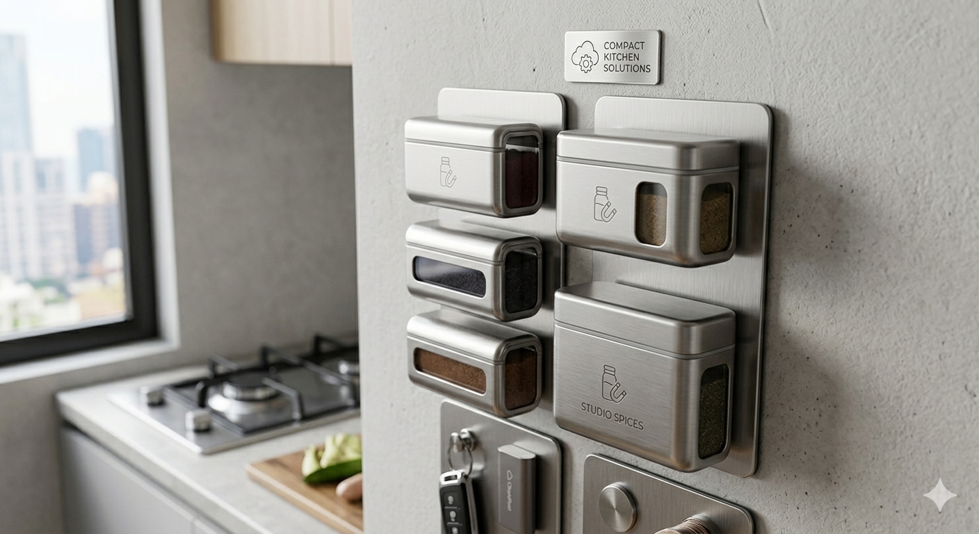 Vertical Magnetic Spice Racks for Studio Apartments