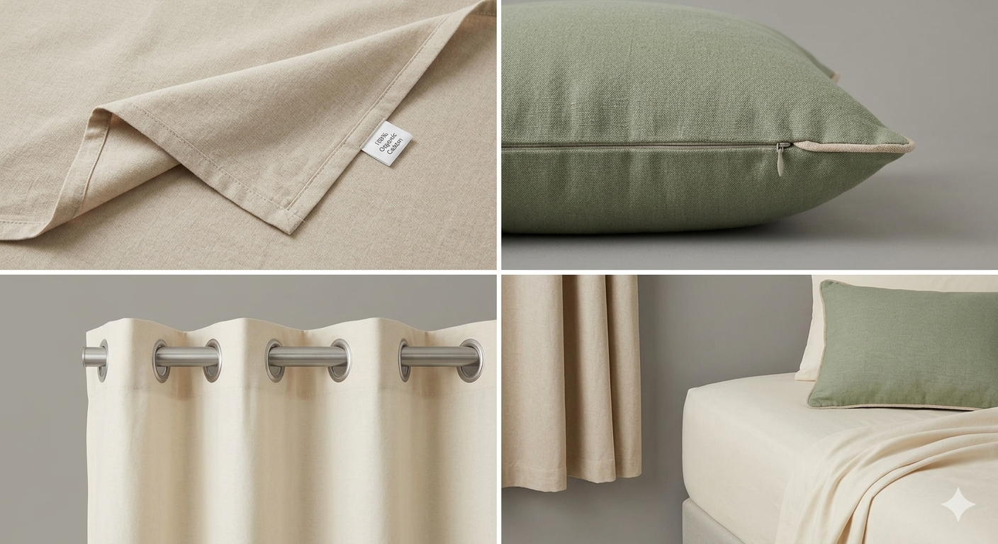 Organic Cotton Curtains, Cushion Covers & Bed Sheets