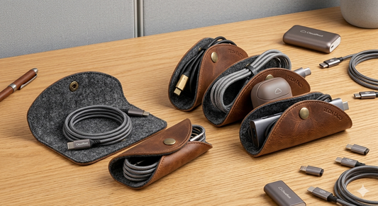 Leather & Felt Cable Management Organizers — Tech Tacos