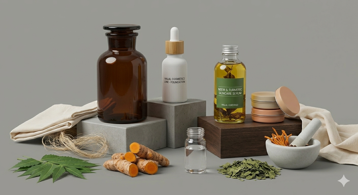 Halal Certified Skincare Line — Neem, Turmeric, Rose Water, Moringa