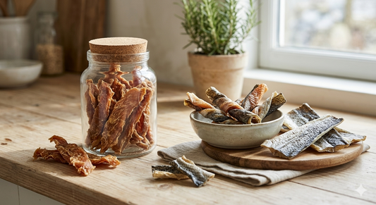 Dehydrated Single-Ingredient Pet Treats — Chicken Jerky & Fish Skin