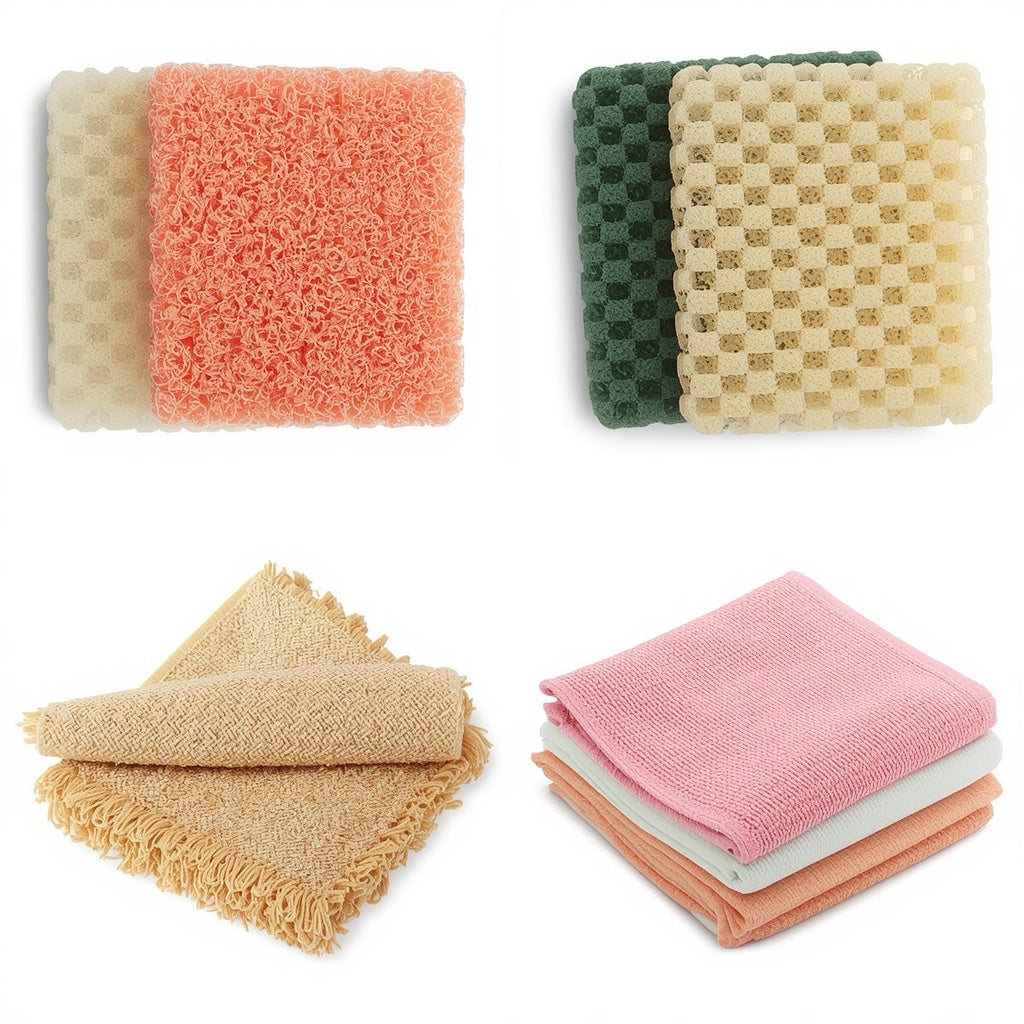 Plastic-Free Cleaning Tools — Loofah Sponges & Bamboo Fiber Cloths